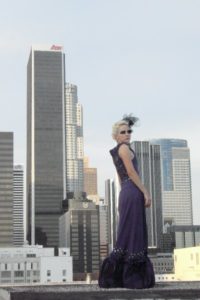 The finished garment shot in the sky line of LA