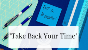 Blog banner for taking back your time! back in 10 minutes blue colour way
